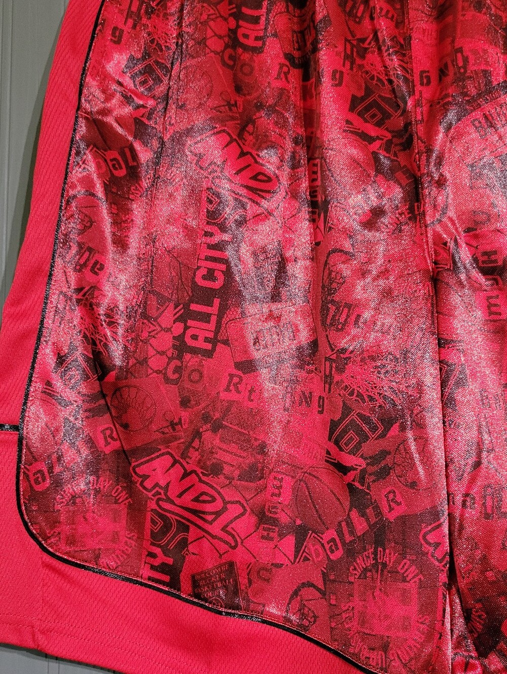 AND1 Basketball Athletic Shorts All Court Printed Graffiti Red Men's 2XL - Picture 4 of 8